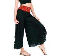 Your Cozy Pantaloni Palazzo Estivi Donna - Gamba Larga in Rayon con Decorazione Tribale in Cotone - Stile Boho per Vacanze e Spiaggia