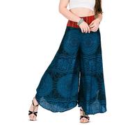 Your Cozy Pantaloni Palazzo Estivi Donna - Gamba Larga in Rayon con Decorazione Tribale in Cotone - Stile Boho per Vacanze e Spiaggia