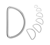 Your Day Mate Anelli a D in metallo, 12 pz, per fettucce larghe 10 mm, colore Argento, anello spesso 2 mm, anello a D chiuso senza apertura, anello semitondo in acciaio nichelato, cinghie