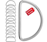 Your Day Mate Anelli a D in metallo, 12 pz, per fettucce larghe 15 mm, colore Argento, anello spesso 2 mm, anello a D chiuso senza apertura, anello semitondo in acciaio nichelato, cinghie