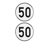 Your Day Mate Set di adesivi velocità con 50 km/h, 2 pezzi, Ø 12 cm, pellicola autoadesiva per esterni, per rimorchi, camion, autobus, macchine agricole, roulotte, adesivi di velocità per auto