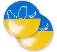 Your Day Mate - Spilla Bottoni con colomba della pace sulla bandiera dell'Ucraina, 2 pezzi, Ø 44 mm, blu giallo, spilla chiusura spilla, spilla Ucraina, spilla bandiera