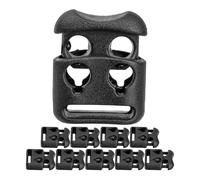 Your Day Mate Tappo per corde, a 2 fori, 10 pezzi, nero, per corde fino a Ø 3,5 mm, morsetto per giacche, abbigliamento, zaino, tappo per rope in gomma, lacci a chiusura rapida, scivolo per buckle