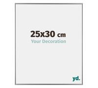 Your Decoration - Cornice 25x30 cm - Argento Lucente - Cornice Decorativa Parete in Plastica con Vetro in acryl - Antiriflesso - 25x30 Cornice - Evry
