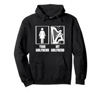 Your Girlfriend My Girlfriend Arpa Fidanzato Arpista Divertente Felpa con Cappuccio