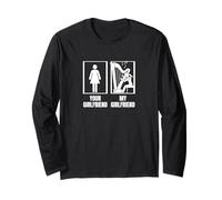 Your Girlfriend My Girlfriend Arpa Fidanzato Arpista Divertente Maglia a Manica