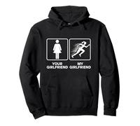 Your Girlfriend vs. My Girlfriend Funny Running Design Felpa con Cappuccio