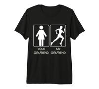 Your Girlfriend vs. My Girlfriend Funny Running Design Maglietta Premium