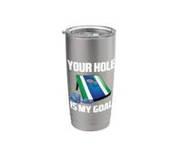 Your Hole Is My Goal Funny Cool Cornhole Game Graphic Design Bicchiere termico in acciaio inox doppia parete