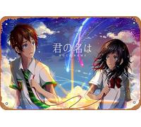 Your Name Kimi No Na Wa Mitsuha Miyamizu Tachibana Poster decorazione da parete in metallo retrò 20,3 x 30,5 cm
