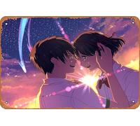 Your Name Kimi No Na Wa Mitsuha Miyamizu Tachibana Poster decorazione da parete in metallo retrò 20,3 x 30,5 cm