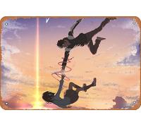 Your Name Kimi No Na Wa Mitsuha Miyamizu Tachibana Poster decorazione da parete in metallo retrò 20,3 x 30,5 cm