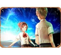 Your Name, Kimi No Na Wa, Mitsuha Miyamizu, Taki Tachibana Poster Decorazione artistica da parete in metallo retrò 20,3 x 30,5 cm