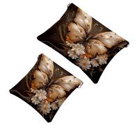 Your Travel Solution: 2 pezzi nero sfondo Art Butterfly-1728 Shrapnel Pouch - Borsa compatta per il trucco, Multicolore 01, A：7.1x5.8in/18x14.8cm，B:4.7x4.5in/12x11.5cm