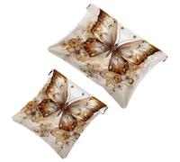 Your Travel Solution: 2 pezzi nero sfondo Art Butterfly-1728 Shrapnel Pouch - Borsa compatta per il trucco, Multicolore 07, A：7.1x5.8in/18x14.8cm，B:4.7x4.5in/12x11.5cm