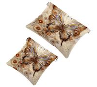 Your Travel Solution: 2 pezzi nero sfondo Art Butterfly-1728 Shrapnel Pouch - Borsa compatta per il trucco, Multicolore 04, A：7.1x5.8in/18x14.8cm，B:4.7x4.5in/12x11.5cm