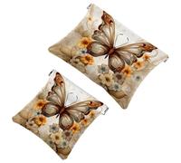 Your Travel Solution: 2 pezzi nero sfondo Art Butterfly-1728 Shrapnel Pouch - Borsa compatta per il trucco, Multicolore 09, A：7.1x5.8in/18x14.8cm，B:4.7x4.5in/12x11.5cm