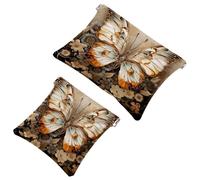 Your Travel Solution: 2 pezzi nero sfondo Art Butterfly-1728 Shrapnel Pouch - Borsa compatta per il trucco, Multicolore 06, A：7.1x5.8in/18x14.8cm，B:4.7x4.5in/12x11.5cm