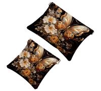 Your Travel Solution: 2 pezzi nero sfondo Art Butterfly-1728 Shrapnel Pouch - Borsa compatta per il trucco, Multicolore 10., A：7.1x5.8in/18x14.8cm，B:4.7x4.5in/12x11.5cm