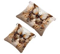 Your Travel Solution: 2 pezzi nero sfondo Art Butterfly-1728 Shrapnel Pouch - Borsa compatta per il trucco, Multicolore 03, A：7.1x5.8in/18x14.8cm，B:4.7x4.5in/12x11.5cm