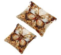 Your Travel Solution: 2 pezzi nero sfondo Art Butterfly-1728 Shrapnel Pouch - Borsa compatta per il trucco, Multicolore 05, A：7.1x5.8in/18x14.8cm，B:4.7x4.5in/12x11.5cm