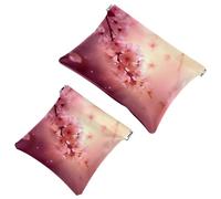 Your Travel Solution: 2 pezzi Pink Art Cherry Blossom-309 Shrapnel Pouch - Trousse compatta per il trucco, Multicolore 02, A：7.1x5.8in/18x14.8cm，B:4.7x4.5in/12x11.5cm