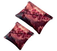 Your Travel Solution: 2 pezzi Pink Art Cherry Blossom-309 Shrapnel Pouch - Trousse compatta per il trucco, Multicolore 08, A：7.1x5.8in/18x14.8cm，B:4.7x4.5in/12x11.5cm
