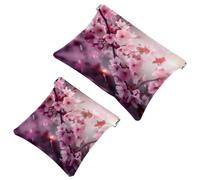 Your Travel Solution: 2 pezzi Pink Art Cherry Blossom-309 Shrapnel Pouch - Trousse compatta per il trucco, Multicolore 07, A：7.1x5.8in/18x14.8cm，B:4.7x4.5in/12x11.5cm