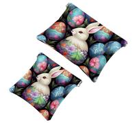 Your Travel Solution: 2 pz Happy Easter Bunny Easter Eggs-738 Shrapnel Pouch - Borsa compatta per il trucco, Multicolore 01, A：7.1x5.8in/18x14.8cm，B:4.7x4.5in/12x11.5cm