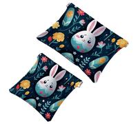 Your Travel Solution: 2 pz Happy Easter Bunny Easter Eggs-738 Shrapnel Pouch - Borsa compatta per il trucco, Multicolore 04, A：7.1x5.8in/18x14.8cm，B:4.7x4.5in/12x11.5cm