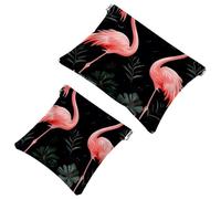 Your Travel Solution: 2 sacchetti per trucchi, motivo fenicottero rosa tropicale, 672, Multicolore 01, A：7.1x5.8in/18x14.8cm，B:4.7x4.5in/12x11.5cm