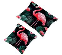 Your Travel Solution: 2 sacchetti per trucchi, motivo fenicottero rosa tropicale, 672, Multicolore 06, A：7.1x5.8in/18x14.8cm，B:4.7x4.5in/12x11.5cm