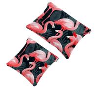 Your Travel Solution: 2 sacchetti per trucchi, motivo fenicottero rosa tropicale, 672, Multicolore 07, A：7.1x5.8in/18x14.8cm，B:4.7x4.5in/12x11.5cm