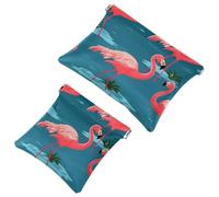 Your Travel Solution: 2 sacchetti per trucchi, motivo fenicottero rosa tropicale, 672, Multicolore 09, A：7.1x5.8in/18x14.8cm，B:4.7x4.5in/12x11.5cm