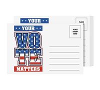 Your Vote Matters - Cartoline patriottiche vuote per la campagna elettorale USA 2020 | Mailable, senza buste necessarie | Il lato ribaltabile è vuoto | Dimensioni 10 x 15 cm | Set di 100 biglietti per