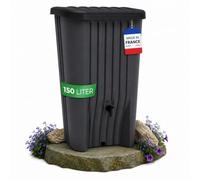 YourCasa Cascade Serbatoio Acqua Piovana 150 L, Slim Antracite | Cisterna piovana salvaspazio da parete con rubinetto integrato, coperchio e scarico invernale, prodotta in Francia