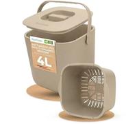 YourCasa® - Pattumiera biologica piccola da cucina, capacità: 4 litri, secchio per compost per rifiuti organici quotidiani, lavabile in lavastoviglie, inodore, filtro rimovibile, con coperchio (beige)