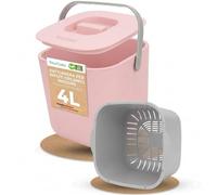 YourCasa® - Pattumiera biologica piccola da cucina, capacità: 4 litri, secchio per compost per rifiuti organici quotidiani, lavabile in lavastoviglie, inodore, filtro rimovibile, con coperchio (rosa)