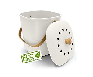 YourCasa Pattumiera biometrica da cucina, piccola, 4 l, inodore, per rifiuti biologici, secchio per compost con filtro ai carboni attivi, biodone sostenibile con coperchio, contenitore per rifiuti