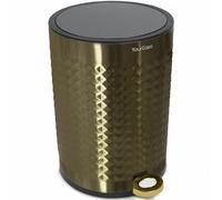 YourCasa® Pattumiera da bagno 5 l in acciaio inox [effetto piramidi] per bagno e soggiorno - Pattumiera da bagno con coperchio e chiusura morbida - Pattumiera da bagno piccola (oro)