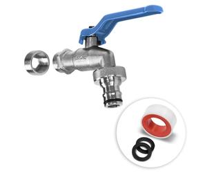 YourCasa Rubinetto da giardino 1/2" e 3/4" in ottone con valvola a sfera esterna resistente al gelo. Include: adattatore per tubo da 3/4" e striscia di tenuta