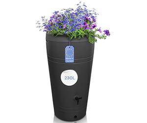 Yourcasa Serbatoio Acqua 230 litri [design Decore] in plastica resistente al gelo - Cisterna acqua con rubinetto e coperchio - Serbatoio acqua piovana giardino - raccolta acqua piovana (antracite)