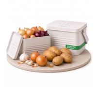YourCasa Storra Porta Patate e Porta Aglio e Cipolla - Set 2 Contenitori in Metallo con Coperchio Ventilato, Maniglia e Design Retrò per Cucina