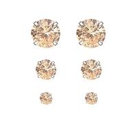 YOURDORA 3 Paia Semplice Orecchini a perno in Argento 925 con Cristalli da Austria Donna Gioielli set 3mm 5mm 7mm (Topazio)