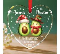 You're Everything I AVO Wanted, ornamento regalo per coppie, fidanzato, fidanzata, coppia di avocado, cuore in vetro, ornamento natalizio 2025, nomi personalizzati Mr & Mrs avocado insieme ornamento