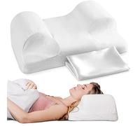 YourFacePillow - Cuscino ergonomico in memory foam cervicale per dormire sulla schiena - Supporto per collo e spalle - Migliore allineamento del sonno - Grande con custodia in raso