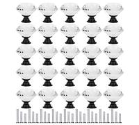 YourGift Confezione da 25 pomelli per cassetti a forma di diamante, in cristallo da 30 mm, per armadietti (30 mm, confezione da 25, nero)
