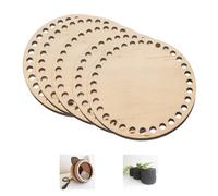 YourHobbyTools Base Rotonda in Legno per Uncinetto (10-30 cm) - Base in Legno per cesti all'Uncinetto con Fori, Fondo per Cesto, Varie Dimensioni (5er-Set 15cm)