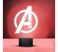 YOURLIVINGART - Lampada a LED con rappresentazione 3D del simbolo degli Avengers, cavo USB, sei colori cangianti, decorazione in acrilico, con telecomando, luce notturna