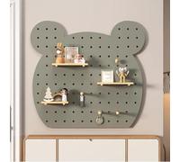 YOUROU Kit combinato per pannello forato, organizer da parete in legno modulare, bacheca con accessori, mensole galleggianti fai da te, porta chiavi per lavori artigianali (grigio, 60 x 60 cm)